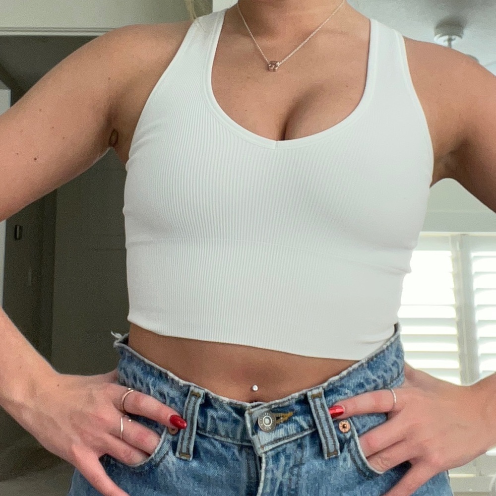 athleta white cropped tank